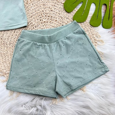 Conj. Blusa e Short em Lese Floral - Verde